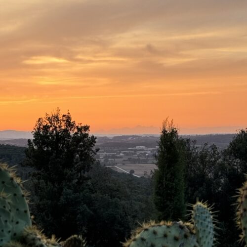 Beautiful Tuscan sunset at Ebbio. Wonderful orange and pinks. Chandra Vida retreats.